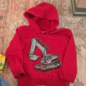 Jumping Beans 5T Boys Red Hoodie with Excavator Design